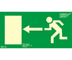 Señal Luminiscente RD11131 Salida Izquierda 32x16cm Clase B PVC 0,7mm Evacuación Homologada De Alta Calidad