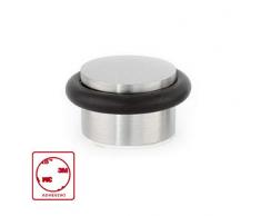 EVI Herrajes 040140AM I-140, Tope de Puerta Adhesivo, Acero, Grande, Inox Mate-Goma Negra, 28Ø x 20mm