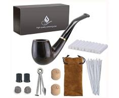 Joyoldelf Pipa de Fumar de Madera del Tabaco, Pipas de Tabaco de Pera con Limpiadores de Pipa, Filtros de Pipa de 9 mm, Espátula de Pipa 3 en 1, Con Bolsillo de Pipa y Caja de Regalo