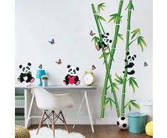 decalmile Pegatinas de Pared Panda Osos Bambú Vinilos Decorativos Infantiles Adhesivos Pared Habitacion Bebés Guardería Dormitorio Cuarto de Jugar