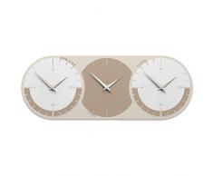 CalleaDesign - World Reloj de Pared con Tres Zonas horarias - café con Leche