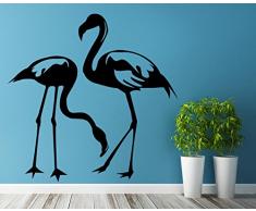 (40 x 40 cm) diseño de flamenco de vinilo adhesivo decorativo para pared de pareja de pájaros/Tropical pájaro de silueta de amor romántico lámina de decoración de vinilo / + DIY de tela y calcomanías para tartas con diseño