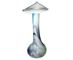 Jarrón de cristal coloreado, florero de vidrio cristal soplado con boca, en tonos turquesa, bianco, para las flores de tallo largo o flores individuales, un portaobjetos de vidrio especial, altura 35 cm, disenado y fabricado por Oberstdorfer Glashütte