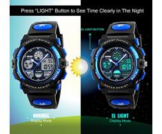 Kids Digital analógico relojes para niños - Childrens deportes al aire libre reloj con alarma/hora Dual/LED luz, 5 ATM impermeable electrónico analógico Sport muñeca relojes para adolescentes