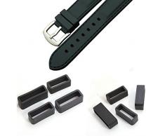 Cikuso Retenedor de Correa para Reloj Negro Hebilla de Caucho de Anillo 22mm