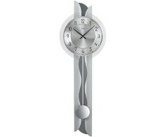 AMS, E-7214 cuarzo Salón – Reloj de pared con péndulo Reloj de pared lacado en plata con colgante contemporánea metal colgante