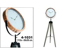 DonRegaloWeb - Reloj de metal (color cobre) de pie con trípode de madera