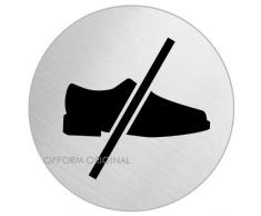 OFFORM Señal pictograma en acero inox Ø 130 mm No.6972 Quítese los zapatos