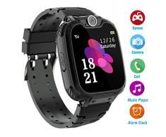 Reloj Inteligente para Niños Multifunción Smartwatch Teléfono MP3 Juegos Llamada SOS Despertador Modo Silencioso para Estudiantes Regalos de Cumpleaños【Tarjeta Micro SD de 1GB incluida】 (Negro)