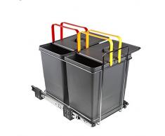 ELLETIPI Ecofil PF01 34 C2 Papelera para Reciclaje extraíble por la Base, plástico y Metal, Color Gris, 30 x 45 x 36 cm