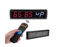 FTVOGUE 2.3 6 dígitos LED Temporizador de Intervalo Cuenta Atrás Reloj Cronómetro Hogar Gimnasio Fitness Reloj Decoración de Escritorio(02)