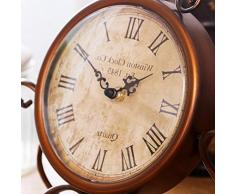 WINOMO Reloj del escritorio mesa retro reloj hierro antiguo arte para casa servicio gabinete de decoración (marrón)