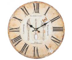 Decoración Para El Hogar Hecho De MDF Estilo Vintage Shabby Chic Reloj Antiguo De Pared Con Las Manecillas Decorativas-Escena Cubiertos
