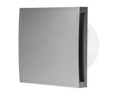 Ventilador de pared con temporizador de 150 mm de diámetro, con parte frontal plateada, ventilador de pared para baño o cocina, silencioso