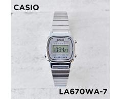 CASIO Reloj Digital para Mujer de Automático con Correa en Acero Inoxidable Chapado en Platino LA-670WA-7