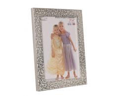Inov9 - Marco para fotos (madera de pino, 20,3 x 15,2 cm), diseño de mosaico, color plateado