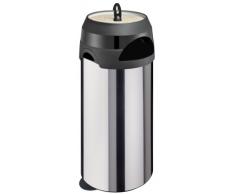 Meliconi - Cenicero para exteriores con papelera (60 L, acero inoxidable con tapa de plástico y metal)