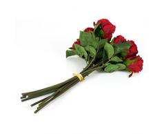 Ramo de rosas artificiales MOLLY con 10 rosas, rojo, 35 cm, Ø 20 cm - Ramillete sintético / Flores decorativas - artplants