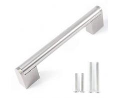 Fulgente 128mm Níquel Satinado Tiradores de Muebles Madera, Tiradores para Gabinete de Cocina o Puerta o Armario y Cajón Modernos Cromado Manijas para Cajones Tiradores de Armarios- Paquete de 10