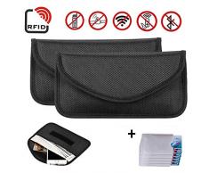 Newseego Bolsa 2X para señal RFID | Bolso antirrobo RFID Faraday con Tarjeta de crédito RFID 5X Gratis para el Bloqueo de la Llave de Bolsillo para el automóvil, Faraday RFID Key Fob Bag - (Negro)