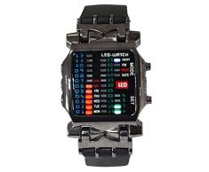RETYLY Unisex Binario LED Reloj Digital Muestra de Fecha Reloj de Pulsera de Tendencia de Deporte de Colores Color del Arma