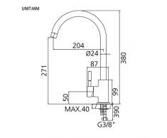 GRIFEMA Irismart - Grifo de cocina con caño orientable 360 °, mezclador de fregadero Alto, Acero