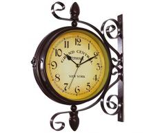 Mentin - Reloj de jardín de doble cara, estación de jardín, reloj de pared para exteriores, estilo antiguo europeo
