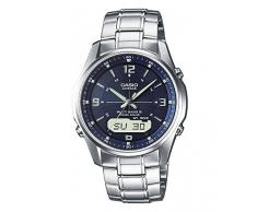 Casio WAVE CEPTOR Reloj Radiocontrolado y solar, Cristal de zafiro, Caja sólida de acero inoxidable, Azul, para Hombre, con Correa de Acero macizo, LCW-M100DSE-2AER