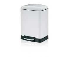Kela 22996 Davino Papelera Cuadrada, 6 L con recubrimiento de polvo de acero inoxidable con cierre silencioso, blanco