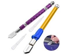 WEKON 2pcs Cortavídrios, Cortador de Cristal, Cortador de Vídrio Profesional, Cortador de Diamante Profesional para Diamante Espejo Azulejo Vídrio Self-Oiling Corte 4-15MM Precisión Absoluta