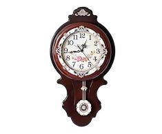 ufengke Reloj Pendulo Alargado Europea Marron Oscuro Reloj Quartz de Pared Vintage para Salon Comedor Dormitorio, Diámetro 30 cm
