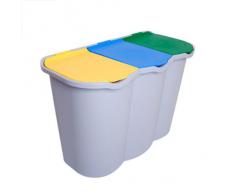 009606 - Papelera de reciclaje de 80 litros - plástico - 3 compartimentos