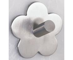 WENKO 4466030100 Percha mural Fiore - juego de 2, adhesivo, Acero inox, 5.8 x 2.8 x 5.8 cm, Mate