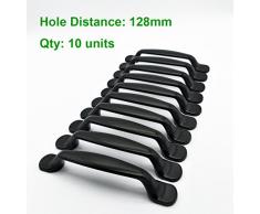 10x Qrity Tiradores de las puertas del armario de la cocina armario ropero tire del cajón, Aluminio, con tornillos (128MM)