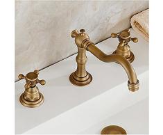 InChant De latón macizo dos asas de tres agujeros generalizada baño grifo del fregadero de latón antiguo cubierta acabada mezclador de bañera del montaje Taps duradero flexibles de la vendimia de inodoro Grifos