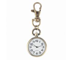 WOSOSYEYO Retro Bronce Cuarzo Reloj de Bolsillo de época Movimiento Llavero Llavero Reloj de Bolsillo Reloj Redondo Dial estacionario