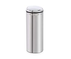 Klarstein Cleanton cubo de basura con sensor - 50 litros de volumen, redondo, sin tocarlo: apertura y cierre automáticos, soporte para bolsas de basura, tapa de plástico/cubo de acero, cromo