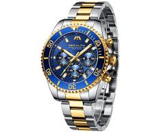 MEGALITH Relojes Hombre Relojes Grandes de Pulsera Militares Cronografo Diseñador Luminosos Impermeable Reloj Hombre Deportivos de Acero Inoxidable Analogicos Fecha
