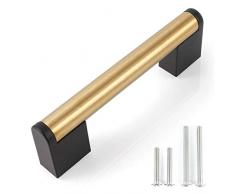 Fulgente 96mm Tiradores Dorados de Muebles, Tiradores para Armarios de Cocina Latón Cepillado Europeo Moderno Manija del Cajón Gabinete Vintage Puerta Muebles Antiguo Manijas- Paquete de 10