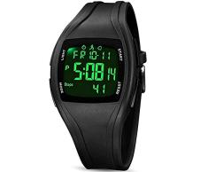 READ Reloj Digital Deportivos, 3D Podómetro Digital Pantalla de Tiempo Alarma Cronómetro Datos de 7 días con luz Negra LED para Caminar y Correr