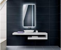 Espejo de baño moderno e iluminado, fabricado a medida con marco luminoso LED