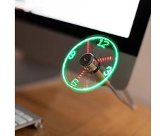 TRIXES Reloj de Escritorio y Ventilador Portátil, Flexible, USB, con Pantalla LED