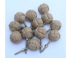 antiquegifts2019 12 pomos de Puerta con Nudo – Tiradores náuticos para cajones – Tiradores de cajón de Cuerda de Yute