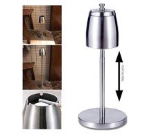 Cenicero de pie telescópico de acero inoxidable telescópico resistente con tapa para el hogar, oficina, balcón, exterior plateado