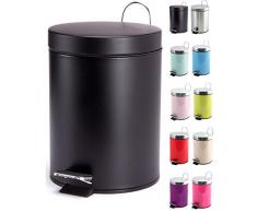 MSV 3 L Papelera Negra 3L, Acero Inoxidable, 2 cm