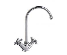 Clever Antigona - Grifo bimando de cocina, vertical, caño tubo alto