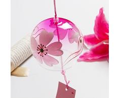 VOSAREA Campanas de Viento japonesas de Cristal Que cuelgan la carillón de Viento Chime Etiqueta de Campanas Campanas de Viento (Rosa)