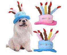L-Peach Gorro Suave de Cumpleañopara Diseño de Pastel Vela de 5 Coloridas para Mascotas Perro Gato Disfraz de Halloween Navidad Azul