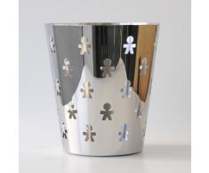 Alessi AKK57 Girotondo - Papelera metálica con diseño de muñecos de papel, color plateado