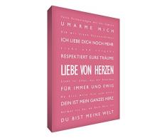 El pequeño ayudante LVDP128-17G Feel Good Arte decoración de la pared de la lona en el amor moderno estilo tipográfico del corazón, 30 x 20 cm, de color rosa